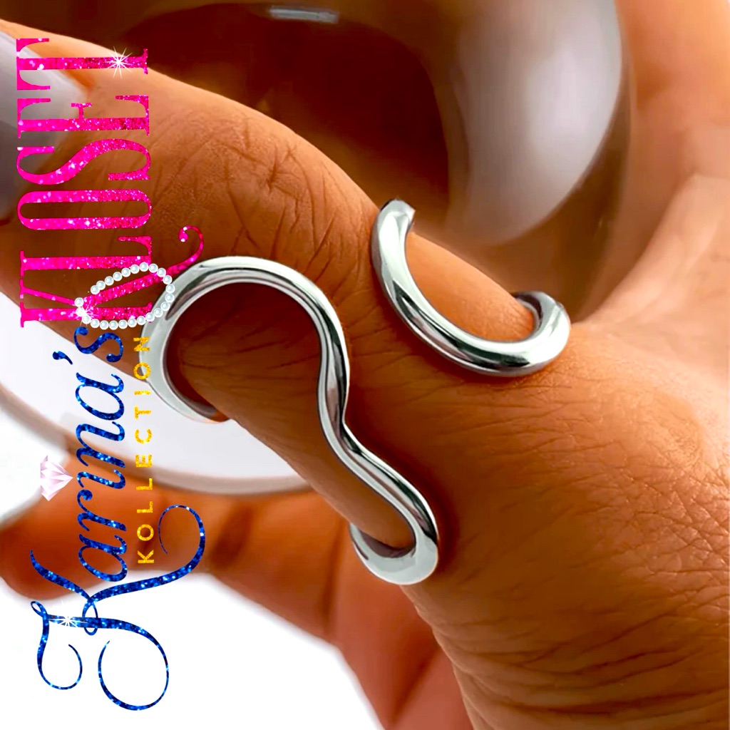 Stainless Steel Abstract Swirl Open Adjustable Ring 22$